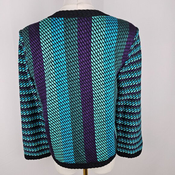 St. John Jacket Size Small Wool Blend Hook Turquoise Luxury - Picture 4 of 11
